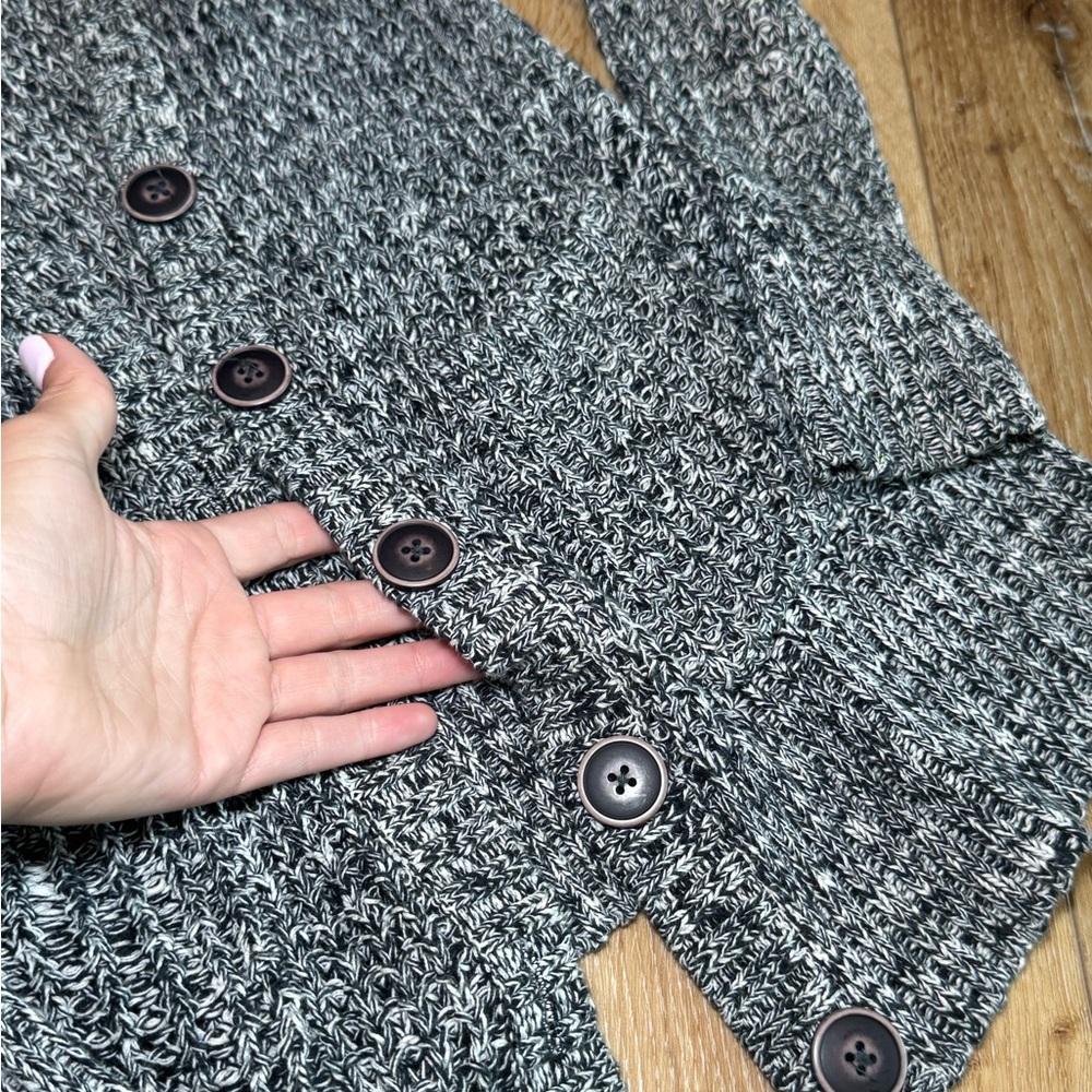 American Eagle Marled Knit Button Front Cardigan Sweater Gray White Women’s M - Picture 5 of 7